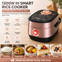Appareil de cuisine haut de gamme, cuiseur à riz IH 4L, cuve intérieure en titane antiadhésive, chauffage par induction, écran LED, nettoyage facile à une touche, 1200W
