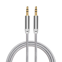 Kabel Audio Konduktor Tembaga Kepang AUX 1M Mobil 3.5mm Male to Male Stereo Headphone Ponsel AU-004-1 Penjualan Langsung Pabrik