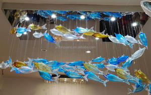 호텔 몰 거실에 대한 사용자 정의 대형 유리 비행 물고기 샹들리에-바 카운터 장식 조명을위한 예술적 펜던트 램프 - Product Image 6