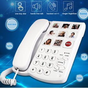<span class=keywords><strong>Téléphone</strong></span> <span class=keywords><strong>fixe</strong></span> filaire à gros boutons de style antique pour seniors avec haut-parleur amplifié et fonction d'appel rapide par image - Product Image 2