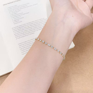 Bracciale Tennis Ovale Luccicante con Diamanti Coltivati in Laboratorio in <span class=keywords><strong>Oro</strong></span> Giallo 18K, Certificato IGI, Regalo Delicato per Donna - Product Image 4
