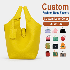 TC Leather Bucket <b>Bag</b> Minimalist Design Genuine Leather <b>Tote</b> Adjustable Shoulder Strap Spacious Interio Customizable Logo - Product Image 1