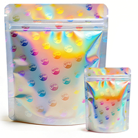Sachet refermable personnalisé anti-enfants Doypack 3.5g 7g 14g Holographique pour bonbons, pochette Mylar Ziplock à fond plat