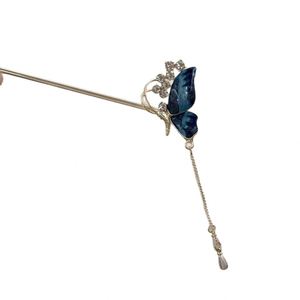 Épingle à cheveux papillon raffinée et rêveuse en strass, haut de gamme, avec pompon, pour tresses, outil polyvalent et magique - Product Image 6