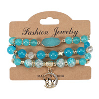 Go Party 7 Couleurs Style Bohème Élastique Multi-Couche Bracelet Strass Lapin Pendentif Bracelets Ensembles Fluorite Perles Bracelet