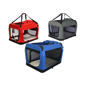 Grands sacs de voyage pliables personnalisés OEM pour chats meilleure vente caisse souple pour chien avec 2 bols polyester bleu marine - Product Image 1