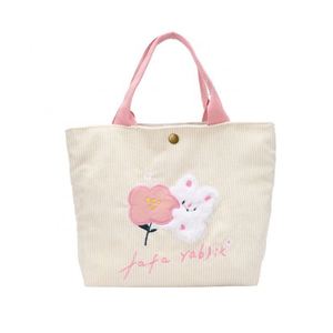 กระเป๋าโท้ทผ้ากำมะหยี่แบบพับได้  ลายเรียบง่าย สั่งทำโลโก้ได้  สำหรับผู้หญิง  วัสดุผ้าแคนวาส ผ้าฝ้าย ผ้าคอร์ดูรอย - Product Image 2