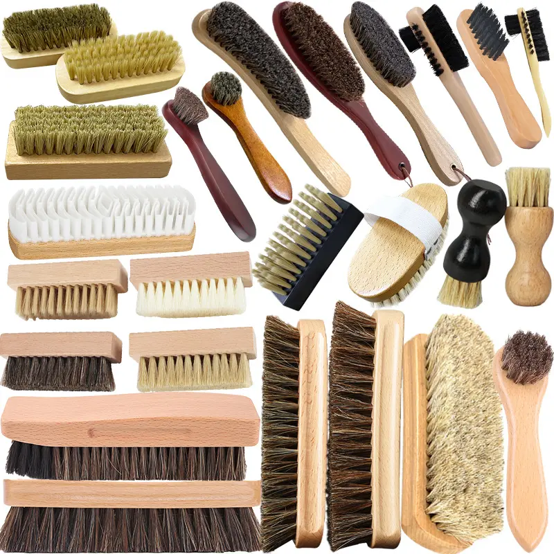 Horsehair Shoe Boot Brush Horse Hair Brush for Leather Brushes for Cleaning Leather Shoes Boots Cleaning