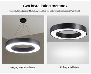 LED creux cercle pendentif fil lumière simple style moderne bureau gym vêtements boutique centre commercial supermarché lampes et lanternes - Product Image 4