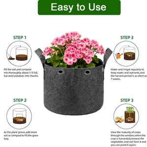 Paquete de 5/6/8/10/20 Bolsas de Cultivo de 3/10 Galones, Macetas de Tela No Tejida con Asas y Orificios de Posicionamiento Superiores para Cultivo de Vegetales - Product Image 3