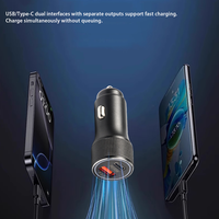 Pengisi daya 2 in 1 mobil portabel, adaptor pengisi daya Cepat 2-Port 3.1A PD 48W untuk ponsel
