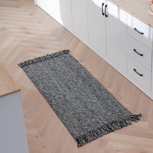 Zenginlik taban OEM Boho yıkanabilir geri dönüşümlü pamuk kilim püsküllü dokuma alan kilim Entryway oturma odası için mutfak paspasları halılar - Product Image 2