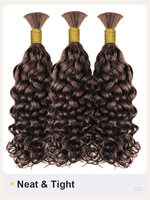 Extensions de cheveux humains en vrac à ondulations naturelles, effet mouillé, à tresser avec ruban adhésif, sans trame, ondulations profondes, toutes couleurs, sans pointes, lot en gros
