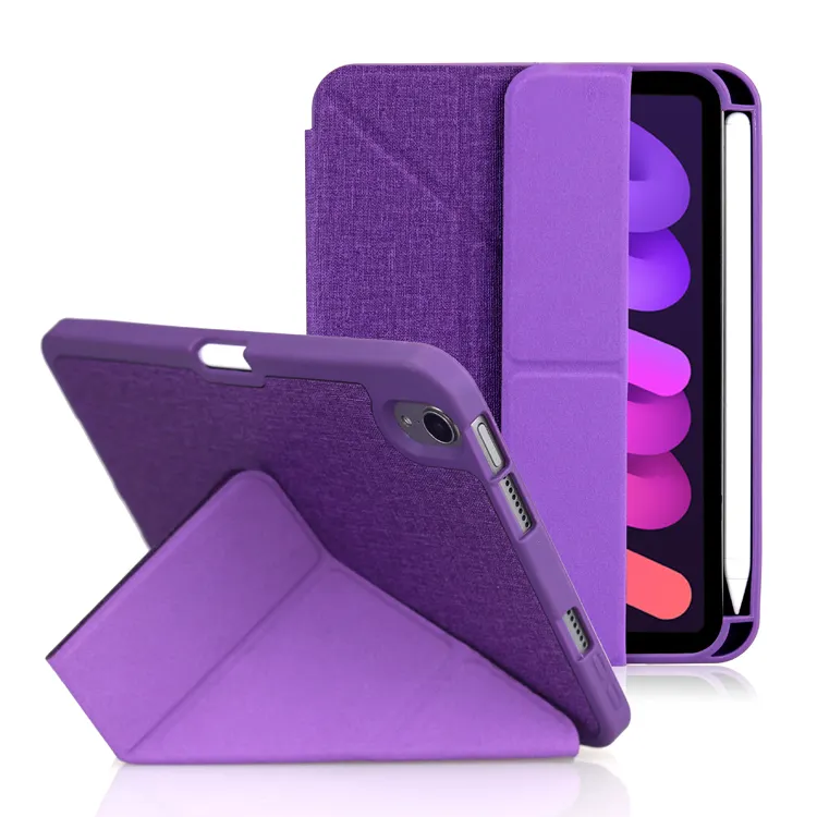 Fashionable Purple Leather Case for iPad Stand Magnet with Pencil Holder Anti-slip Case Tablet for iPad Mini 6 Cover