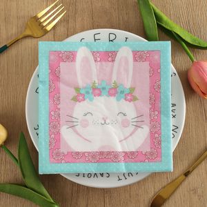 Printed Rabbit Shaped Paper Napkins 33x33cm Easter Party Disposable Tableware <b>Decorations</b> - Product Image 4