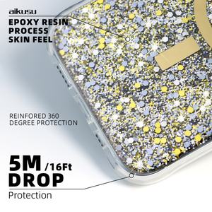 Étui de téléphone personnalisé avec paillettes Tpu Pc Tpe Anti-jaunissement Charge sans fil Antichoc Étui de téléphone portable pour Iphone 16 15 14 13 12 Pro Max - Product Image 3