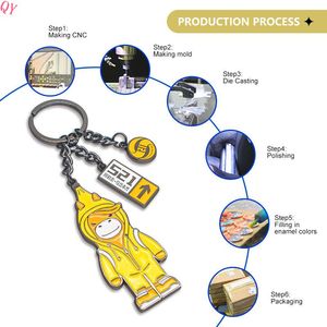 QQ New Arrivals Custom Metal Enamel <b>Key</b> <b>Ring</b> Cartoon Anime Cute Kawaii Keychains for <b>Bags</b> - Product Image 6
