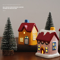 Maisons de village de Noël en céramique lumineuses, style rustique, pour décorations de cheminée et de table