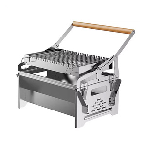 Parrilla de Carbón de Acero Inoxidable 304 de Gran Capacidad con Rotación Automática y Asador Desmontable Tipo Flip - Product Image 1