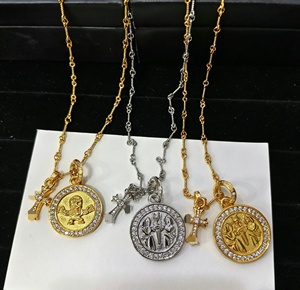 Collier pendentif croix CH Chrome Hearts en zircon pour hommes et femmes, plaqué or et <span class=keywords><strong>argent</strong></span>, chaîne tendance en alliage de cuivre, cadeau vintage - Product Image 2