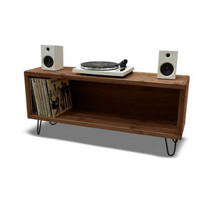 Soporte para Tocadiscos Hecho a Mano Maruki con Almacenamiento para Vinilos, Consola Multimedia Rústica de 2 Niveles para Sala de Estar - Product Image 5