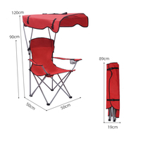 Chaise de camping pliante HOMFUL FCS Recycle pour pique-nique en plein air, pêche, plage, avec pare-soleil, en métal, économique