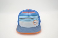 Casquette Trucker 5 Panneaux Personnalisée à Rayures par Sublimation, Casquette en Maille à Visière Plate, Casquette Snapback Sportive d'Été avec Patch Brodé