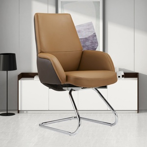Chaises de conférence pour visiteurs, de couleur marron, fabriquées sur mesure, en cuir PU, pour salle de réunion, chaise de bureau - Product Image 3