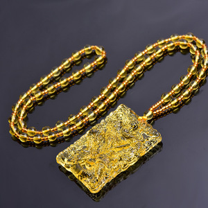 Pendentif Pixiu en citrine naturelle sculpté à la main, une pièce de monnaie, pour homme et femme, porte-bonheur, amulette en cristal jaune, collier, chaîne de pull, dropshipping - Product Image 2