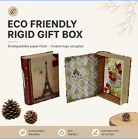 Подарочная коробка Custom Dr.Box в форме книги с винтажным принтом «Париж», серая, из переработанных материалов, с магнитной застежкой, экологичная, для хранения