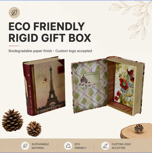 Boîte cadeau personnalisée <span class=keywords><strong>Dr</strong></span>. Box, imprimé vintage Paris, en forme de livre, carton gris, matériaux recyclés, fermeture magnétique, rangement écologique - Product Image 4