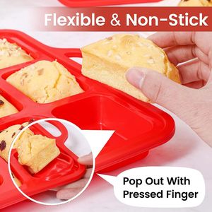 Moule à gâteau rectangulaire en silicone avec cadre métallique renforcé, antiadhésif, sans BPA, 12 cavités, certifié LFGB, de la marque MUYULINS - Product Image 3