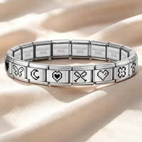 Bracelet à breloques modulaires vintage Y2K en forme de cœur pixel art, en acier inoxydable découpé au laser et alliage de zinc, cadeau de bijoux DIY