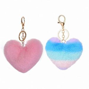 Customizable Wholesale Love Ball Girls Bag Key Keychain Fluffy Plush Heart Shape Keychain - Product Image 2