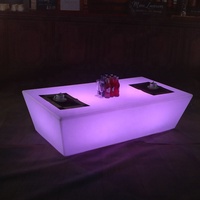 Table basse carrée lumineuse LED moderne et tabouret combiné pour salon, bar extérieur, banquette design, table de bar basse