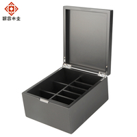 Boîte de présentation de thé en bois noir MDF de qualité supérieure, 6 compartiments, emballage cadeau pour le thé, pour hôtel et maison