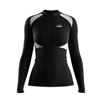 Rashguard de compression zippé pour femme, coupe ajustée, UPF 50+, manches longues, col montant, couvrance intégrale pour le ski nautique et le kayak