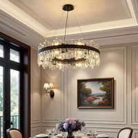 Lustre rond moderne en cristal noir K9 plafonnier suspendu de luxe pour salon salle à manger cuisine chambre à coucher