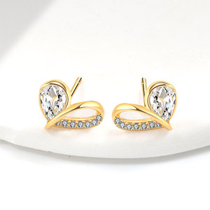 925 Sterling <b>Silver</b> <b>Heart</b> Zircon Stud <b>Earrings</b> Classic Style with Timeless Elegance Contemporary Chic Factory Direct Wholesale - Product Image 2