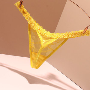 Vente en gros de string en dentelle taille basse pour femmes, broderie florale, maille transparente, sous-vêtements sexy, confortables, grandes tailles - Product Image 4