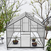 Kit de serre moderne en aluminium de grande taille pour l'extérieur, 1 à 8 unités, facilement assemblable, structure métallique, verre, polycarbonate, jardin vert