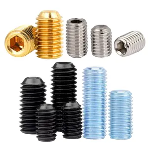 Atacado DIN916 1/4-20 3/8-16 m3 m4 aço inoxidável Latão Cobre zinco dente fino hex socket Slotted Flat Point Grub Set Screw