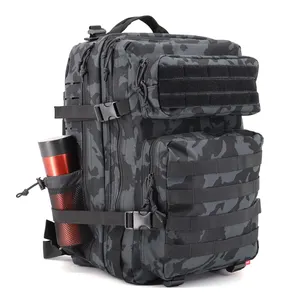 Mochila camuflada à prova d'água 45L para homens, mochila tática de viagem fitness fitness com sistema Molle forro Oxford