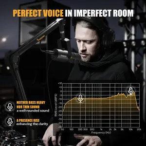 Maono <span class=keywords><strong>microfono</strong></span> dinamico USB/XLR tutto in metallo con <span class=keywords><strong>Jack</strong></span> per <span class=keywords><strong>cuffie</strong></span> Mute One-Touch e controllo del Volume per Podcasting Streaming PD400X - Product Image 5