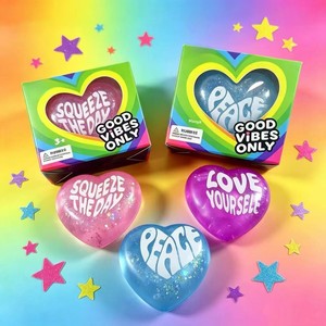 Jouet Squishy Cœur Scintillant en Caoutchouc à Remontée Lente Anti-Stress Sensoriel Boîte Cadeau - Product Image 1