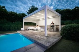 Casa estiva impermeabile da giardino in alluminio a LED di lusso moderno con finitura in alluminio brillante per uso esterno - Product Image 5