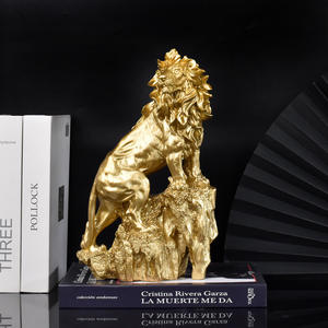 Estatua de resina de León dorado de lujo ligero, adorno de Animal de entrada para el hogar, mesa de centro, decoraciones de oficina, Knick-Knack - Product Image 3