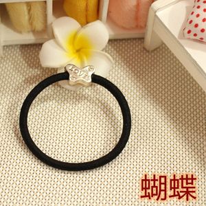 Coleteros de estilo coreano, bandas elásticas negras para el cabello con dijes metálicos para niñas, regalo para niños, tocados de verano 2021 - Product Image 2