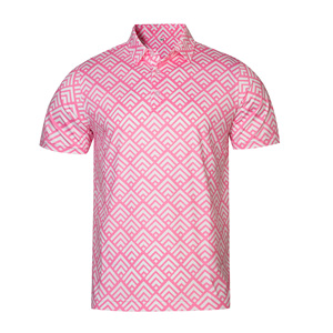 <b>Men's</b> Printed Golf <b>Shirt</b> <b>Pink</b> Geometric Design Short Sleeve <b>Polo</b> <b>for</b> Golf Club Tournament and Team Events - Product Image 5