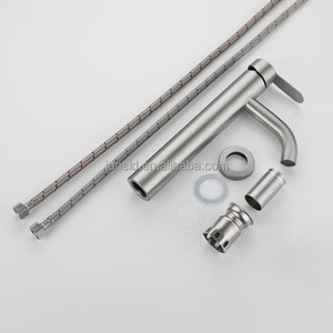 <span class=keywords><strong>Grifo</strong></span> Clásico Monomando de Acero Inoxidable para <span class=keywords><strong>Lavabo</strong></span>, Acabado Cepillado, Salida Alta, Agua Fría y Caliente, Válvula Cerámica - Product Image 4